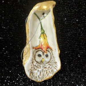 Art Owl Decoration with Gold Accents Decoupage Ornament